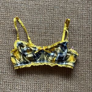 Plaid Bralette Top 💛💙🖤